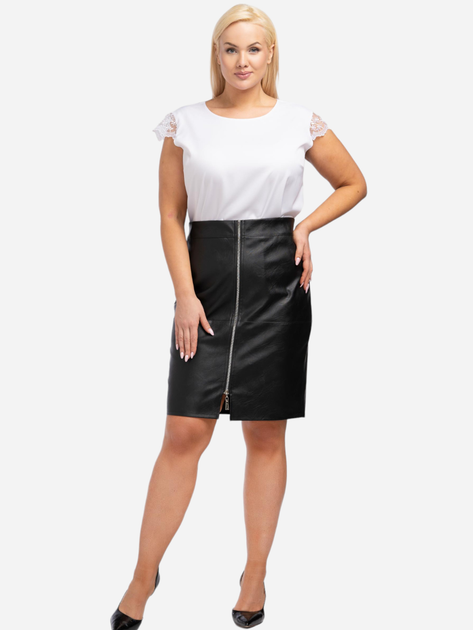 Spódnica ołówkowa damska z eko skóry Karko P336 52 Czarna (5903676018094) - obraz 3