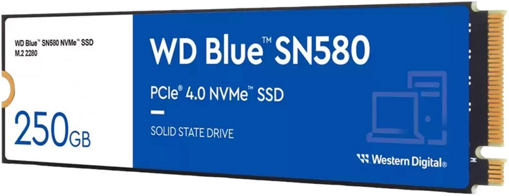SSD диск Western Digital Blue SN580 250GB M.2 2280 NVMe PCIe 4.0 x4 3D NAND TLC (WDS250G3B0E) - изображение 2