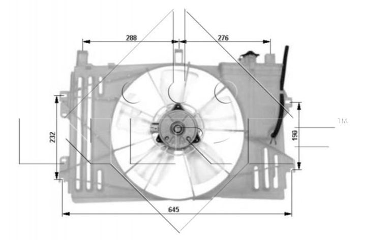 Вентилятор охолодження двигуна NRF 47053 Toyota Corolla 1636121060, 1636121080, 1636328150 - зображення 1