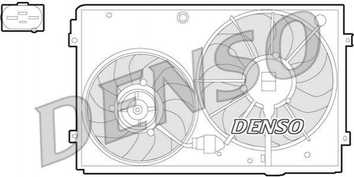 Вентилятор охолодження двигуна DENSO DER32011 Skoda Octavia, Yeti, Superb; Volkswagen Jetta, Golf, Passat, Caddy, Scirocco, Touran, EOS; Audi A3, A1; Seat Leon, Toledo, Ibiza 1K0121207BB, 1K0121207T, 1K0959455BC - зображення 1