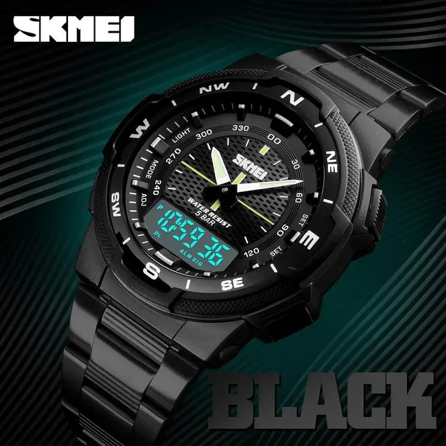 Мужские наручные спортивные часы Skmei 1370 Marshal Черные - изображение 4