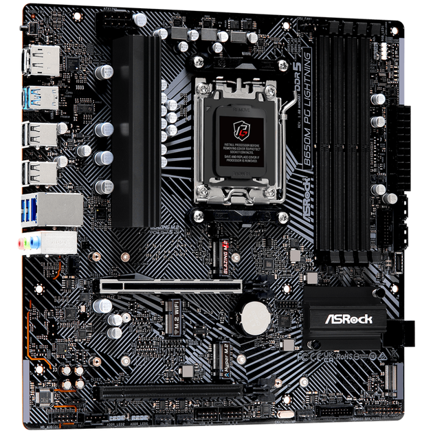 Материнська плата ASRock B650M PG LIGHTNING SocAM5/MicroATX/AMD B650/DisplayPort/HDMI - Фото 1 Материнська плата ASRock B650M PG LIGHTNING SocAM5/MicroATX/AMD B650/DisplayPort/HDMI - изображение 1