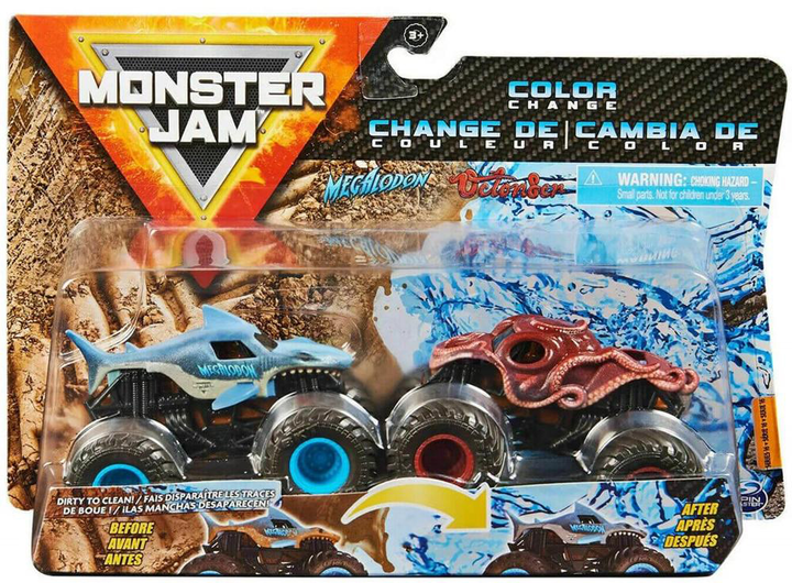 Zestaw samochodów Spin Master Monster Jam Color Change Megalodon vs. Octon8er 2 szt (0778988358306) - obraz 2