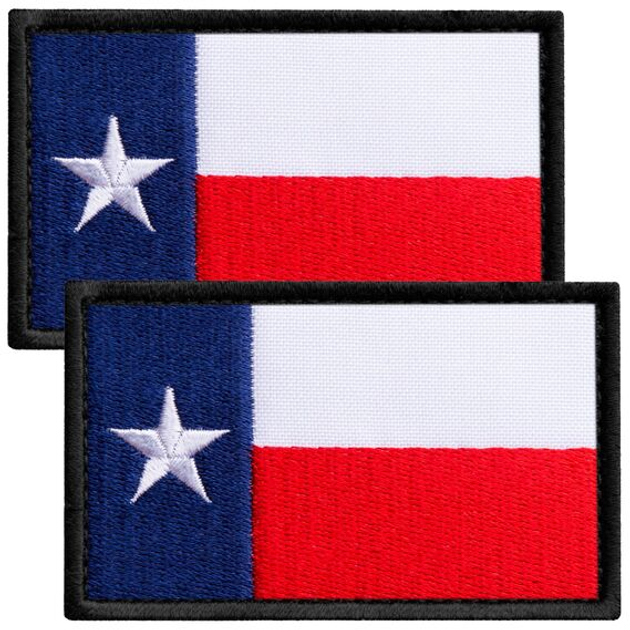 Набор шевронов 2 шт с липучкой флаг штата США Техас, вышитый патч нашивка 5х8 см - изображение 1