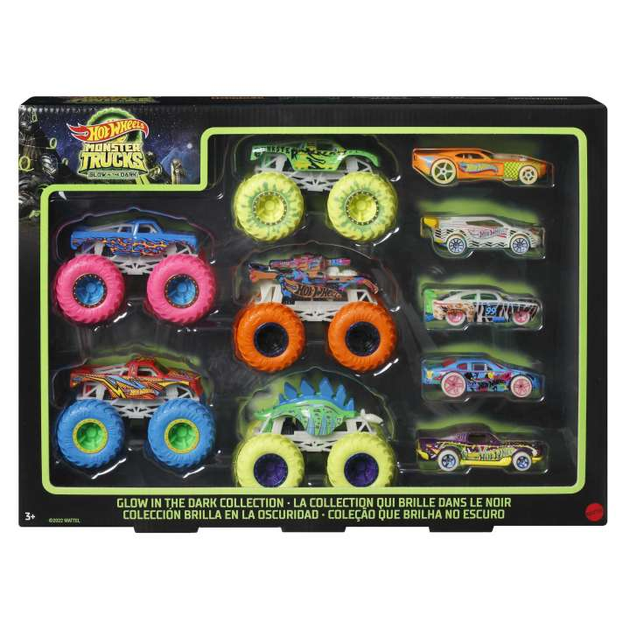 Zestaw pojazdów Hot Wheels Monster Trucks Pojazdy Świecące w ciemności 1:64 10 szt (0194735006304) - obraz 2