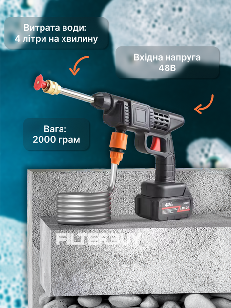 Беспроводная мойка KEIVING высокого давления 48V на 2 аккумулятора / Аккумуляторная минимойка для авто в кейсе - Фото 4 Беспроводная мойка KEIVING высокого давления 48V на 2 аккумулятора / Аккумуляторная минимойка для авто в кейсе - изображение 4