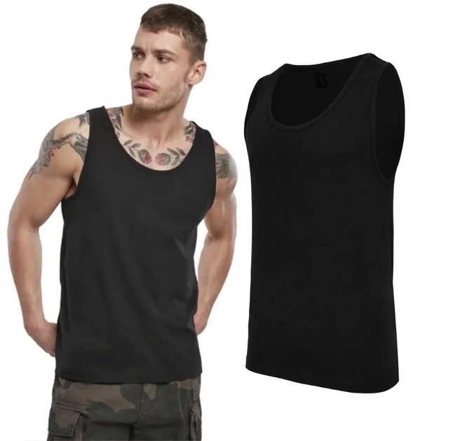 Тактическая майка, футболка без рукавов армейская 100% хлопка Brandit Tank Top черная S - изображение 2
