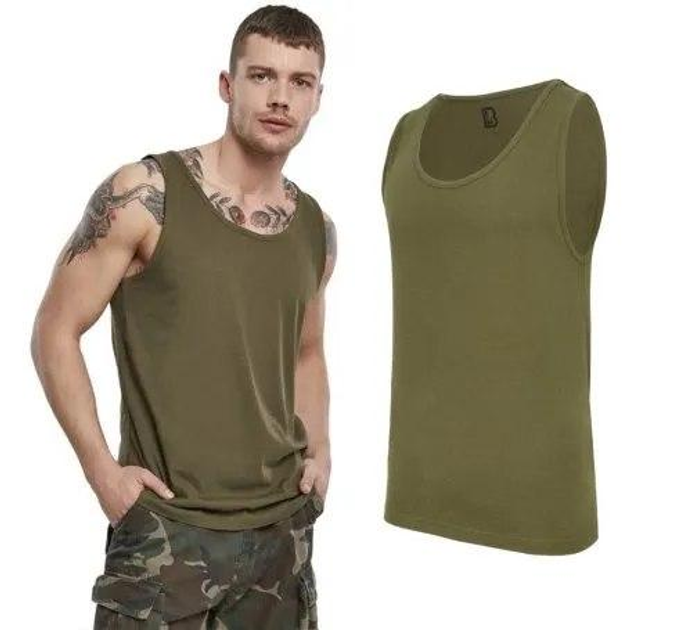 Тактична майка, футболка без рукавів армійська 100% бавовни Brandit Tank Top олива XL - зображення 2