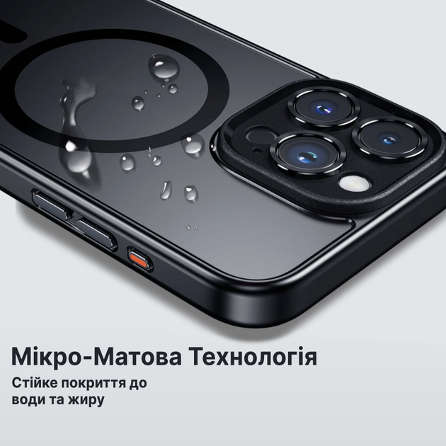 Чохол для iPhone 16 Plus з Magsafe Rock Guard Touch Series матовий із закритою камерою Titanium Black - зображення 3