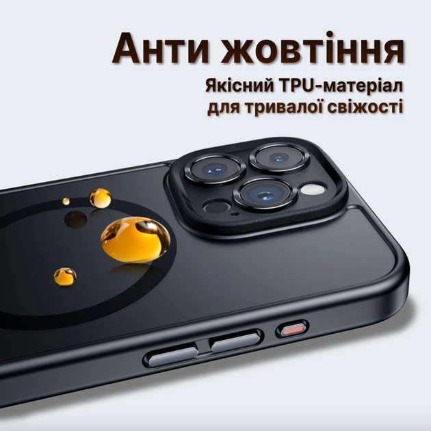 Чохол для iPhone 16 Plus з Magsafe Rock Guard Touch Series матовий із закритою камерою Titanium Black - зображення 5