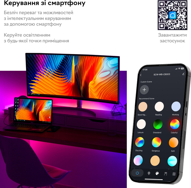 Розумна світлодіодна стрічка RZTK Smart LED 3 USB RGB - зображення 7