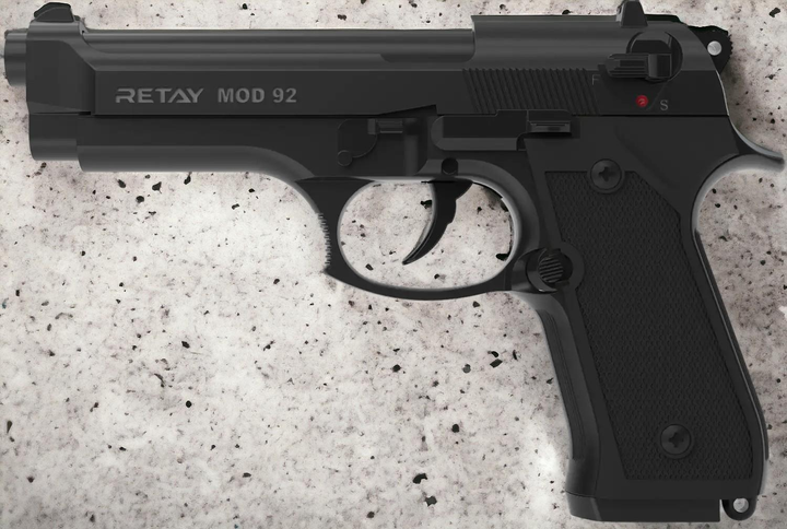 Стартовый шумовой пистолет RETAY Mod.92 Black (Beretta 92FS) - изображение 2