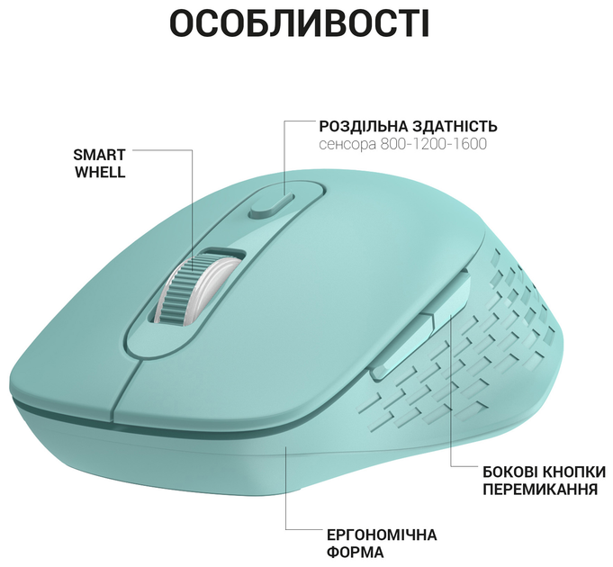 Мышь OfficePro Silent Click Wireless/Bluetooth Mint (M230M) - изображение 6