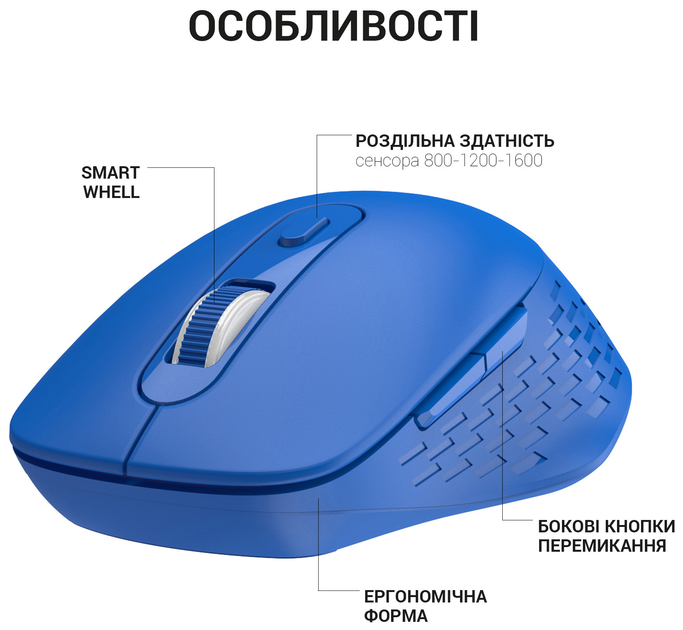 Мышь OfficePro Silent Click Wireless/Bluetooth Blue (M230C) - изображение 6