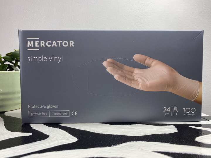 Виниловые перчатки Mercator Medical Simple vinyl, S (6-7), прозрачные, 100 шт/уп - изображение 1