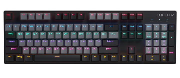 Клавиатура Hator Starfall Rainbow Origin Blue USB Grey/Black (HTK-609 ...