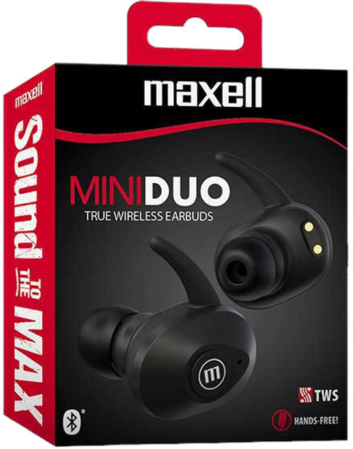 Навушники бездротові Maxell MiniDuo True Wireless In-Ear TWS Black (MXSBTMDB) - зображення 1