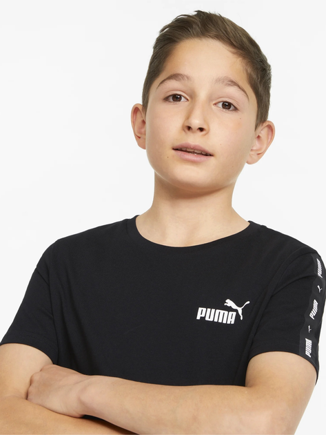 Дитяча футболка для хлопчика Puma Ess Tape Tee B 84730001 122-128 см Чорна (4064535664553) - зображення 3