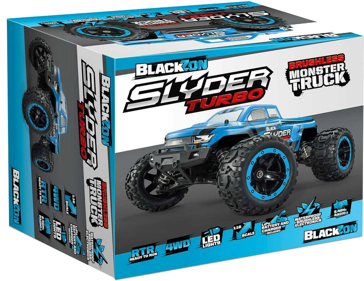 Samochód zdalnie sterowany BlackZon Slyder MT Turbo Czarno-niebieski (5700135402018) - obraz 1