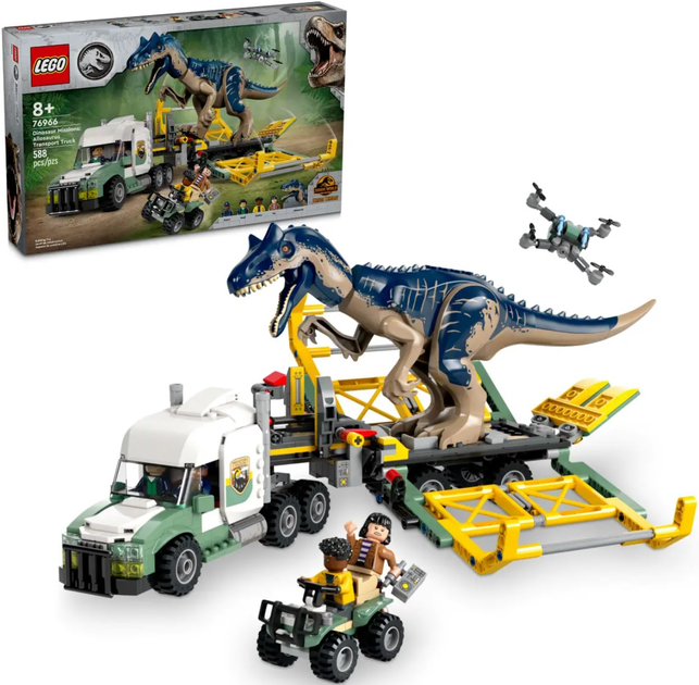 Zestaw klocków Lego Jurassic World Dinomisje: ciężarówka do transportu allozaura 588 elementów (76966) - obraz 2