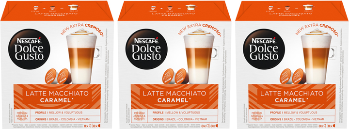 Акція на Набір Кава в капсулах NESCAFE Dolce Gusto Latte Macchiato Caramel  3 упаковки х 16 шт від Rozetka