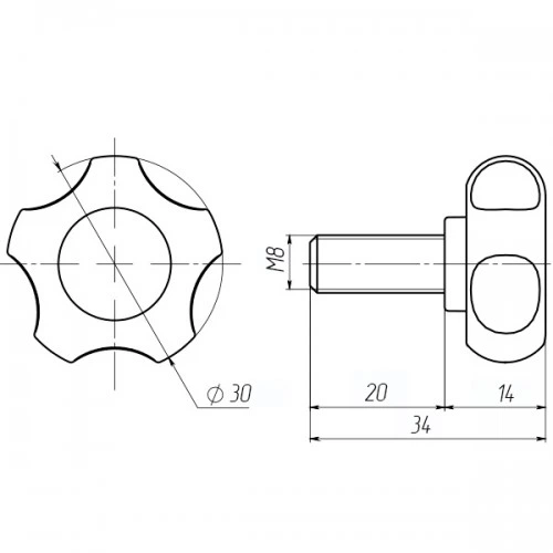 Ручка затискна М8х20, D30мм з болтом чорна Steelfix (273744) - зображення 2