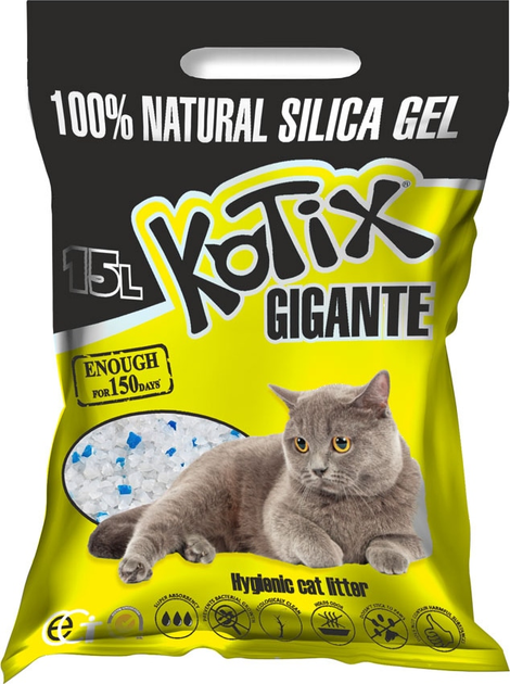 Наповнювач для котячого туалету Kotix GIGANTE Силікагелевий поглинаючий 6 кг (15 л) (6930095837615) - зображення 1