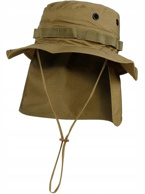 Панама Sturm Mil-Tec British Boonie Hat with Neck Flap R/S Coyote M (12326105) - изображение 1