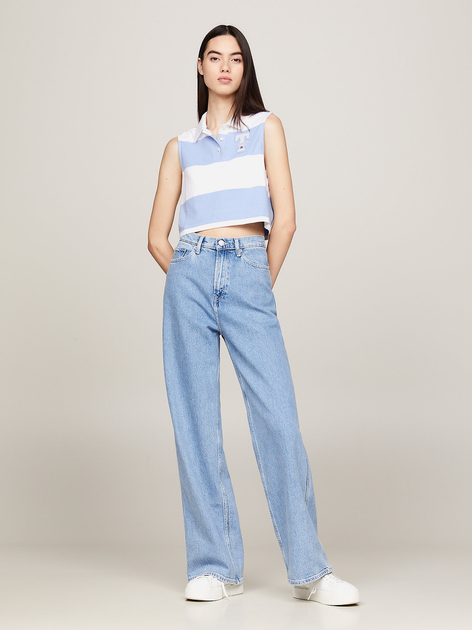 Koszulka polo damska z nadrukiem Tommy Jeans DW0DW17764-C3S L Niebieska (8720646642373) - obraz 3