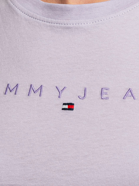 Футболка бавовняна жіноча Tommy Jeans DW0DW17827-W06 M Фіолетова (8720646668304) - зображення 5