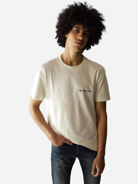 Koszulka męska bawełniana Calvin Klein Jeans J30J324671-CGA 2XL Beżowa (8720109353464) - obraz 1