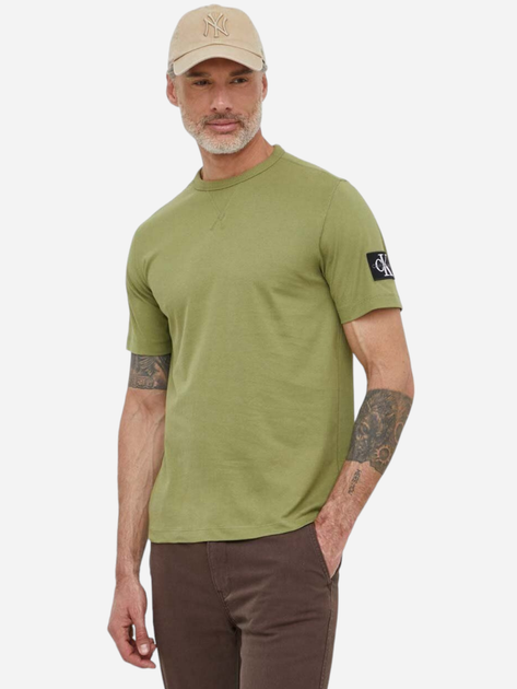 Koszulka męska bawełniana Calvin Klein Jeans J30J323484-L9N 2XL Khaki (8720109345322) - obraz 1