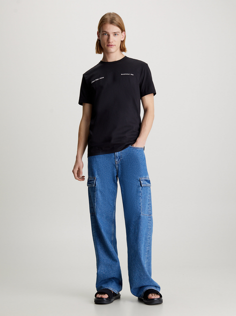 Koszulka męska bawełniana Calvin Klein Jeans J30J325489-BEH S Czarna (8720109351446) - obraz 3
