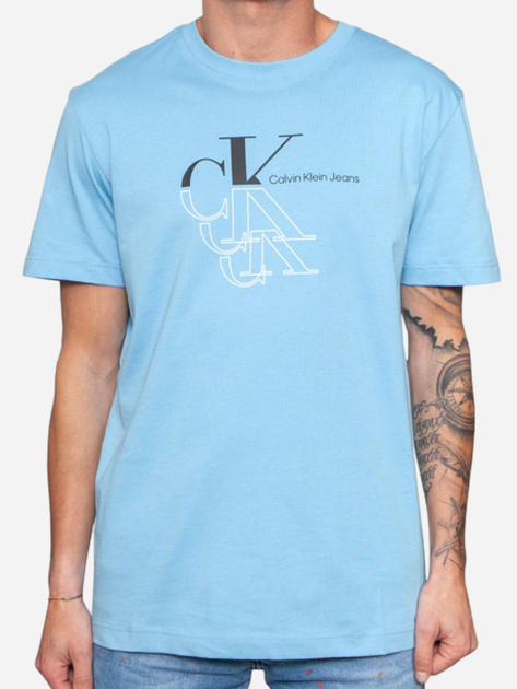 Koszulka męska bawełniana Calvin Klein Jeans J30J325352-CEZ XL Błękitna (8720109355468) - obraz 1