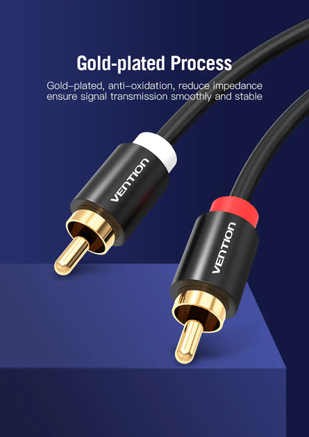 Мультимедійний кабель Vention 2RCA to 2RCA Audio Cable тюльпани 1 м Black (VAB-R06-B100) - зображення 8