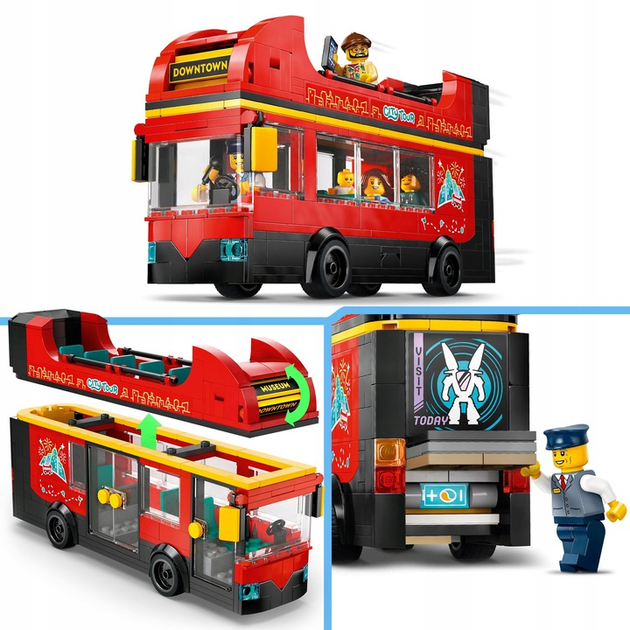 Zestaw klocków LEGO CIity Czerwony piętrowy autokar 384 elementy (60407) - obraz 3