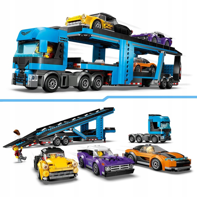 Конструктор LEGO City Вантажівка-транспортер зі спортивними авто 998 деталей (60408)  - зображення 4