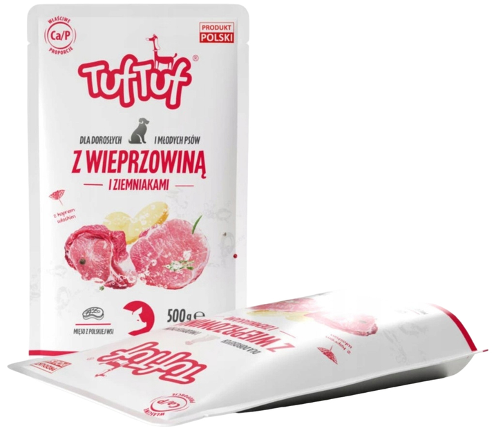 Mokra karma dla psów TufTuf Wieprzowina z ziemniakami 10x500 g (5903802473865) - obraz 1