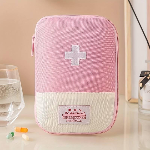 Аптечка-сумка, дорожный органайзер первой помощи для хранения лекарств / таблеток / медикаментов, набор 3 шт, розовый (84259211) - изображение 2