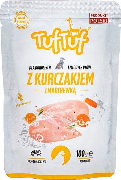 Mokra karma dla psów TufTuf Kurczak z marchewką 10x100 g (5903802473698) - obraz 2