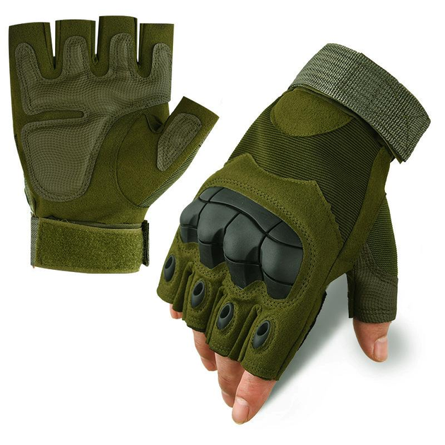Тактические перчатки с твердой защитой, зеленые - изображение 1