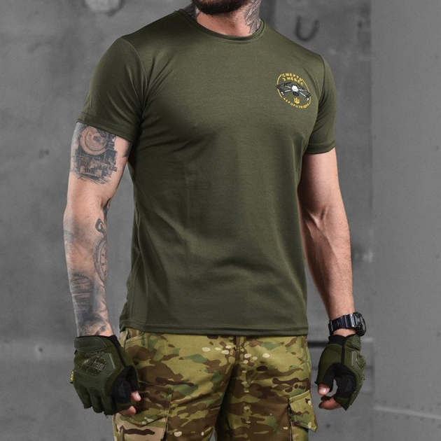 Чоловіча футболка Coolmax з принтом "Аеророзвідка" олива розмір M - зображення 1