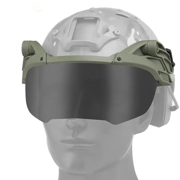 Защитные флип очки на шлем Fast с 2-мя сменными линзами олива - изображение 1