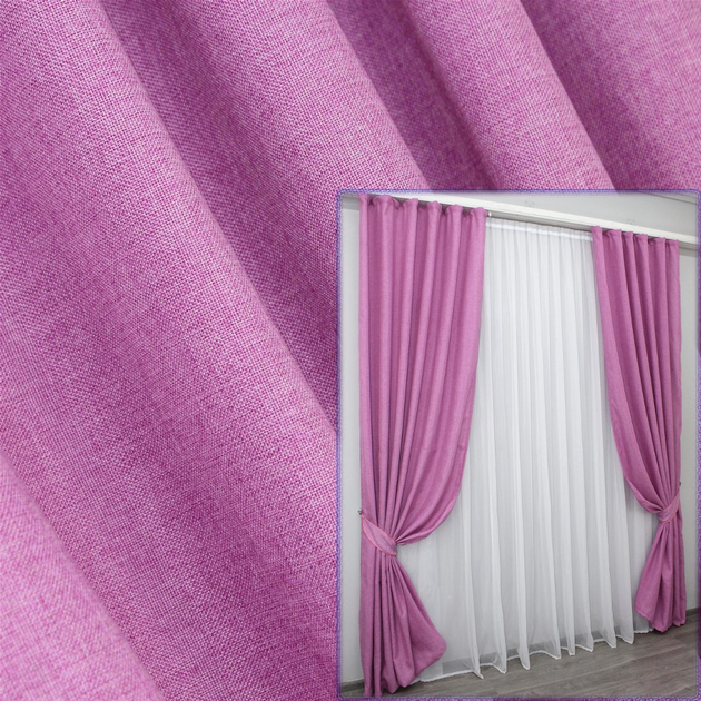 Акція на Комплект штор VR-Textil Лен Мішковина Рожевий 150x270 см 2 шт (30-025) від Rozetka