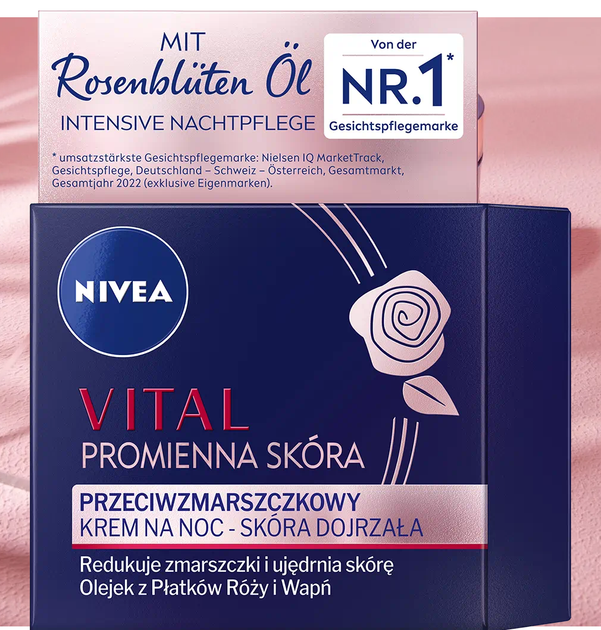 Krem do twarzy na noc Nivea Vital Radiant Skin przeciwzmarszczkowy 50 ml (4006000054858) - obraz 4