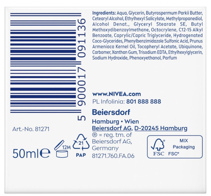 Krem do twarzy na dzień Nivea Przeciwzmarszczkowy + Ujędrniający 45+ 50 ml (5900017091136) - obraz 3