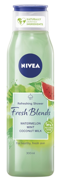  Гель для душу NIVEA Fresh Blends Refreshing Watermelon & Mint & Coconut Milk освіжуючий 300 мл (9005800329215) - зображення 1