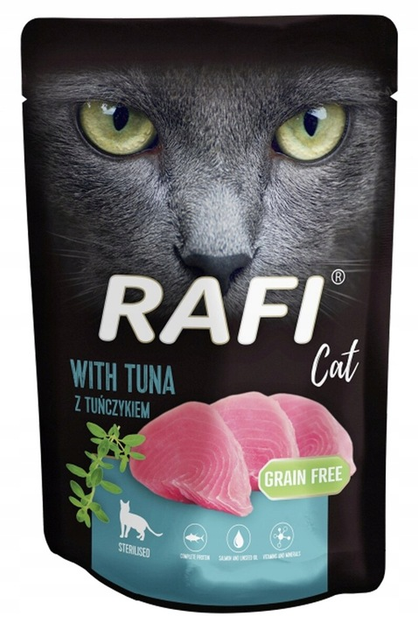 Mokra karma dla kotów Dolina Noteci Rafi Cat z tuńczykiem 10 x 100 g (5902921382355) - obraz 1