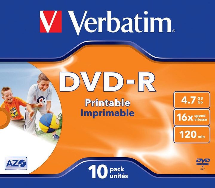 Dyski Verbatim DVD-R 4.7GB 16x Printable Jewel Case 10 szt (0023942435211) - obraz 1