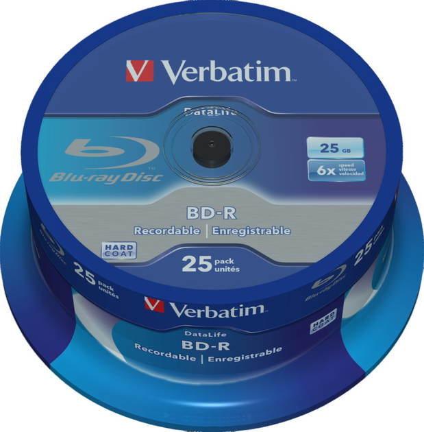 Dyski Verbatim BD-R 25 GB 6x SL Datalife Cake 25 szt (0023942438373) - obraz 1